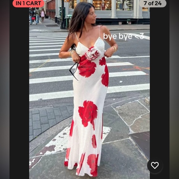 ZARA FLORAL POLKA DOT DRESS MEDIUM - Picture 12 of 16